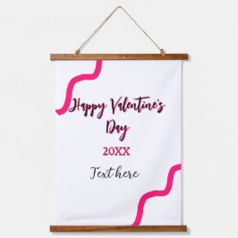 Happy Valentine's Tag rosa schwarze Spiralfett let Wandteppich Mit Holzrahmen