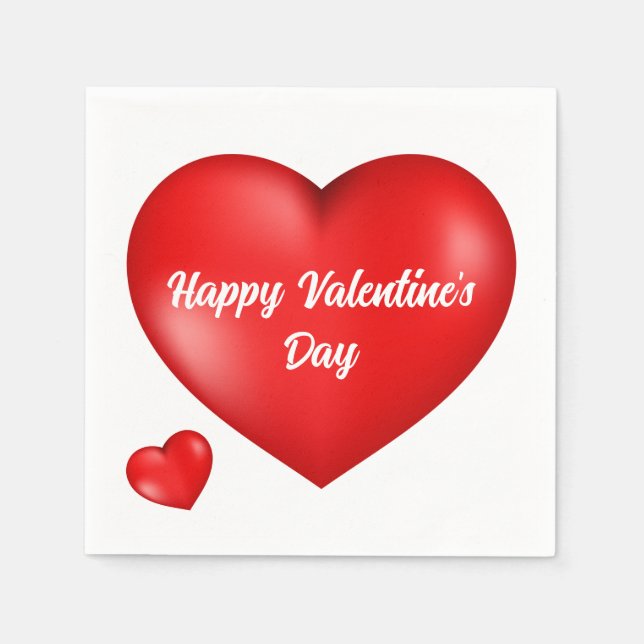 Happy Valentines Tagesherz Serviette (Vorderseite)