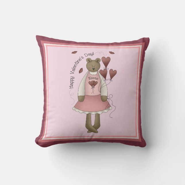 Happy Valentine's Teddy Bear Pillow Kissen (Vorderseite)