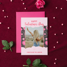 Happy Valentines Whimsical Pink Herzen Blume Name