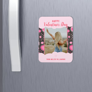 Happy Valentines Whimsical Pink Herzen Blume Name Magnet