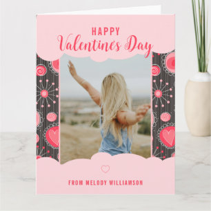 Happy Valentines Whimsical Red Herzen Blume Name Karte