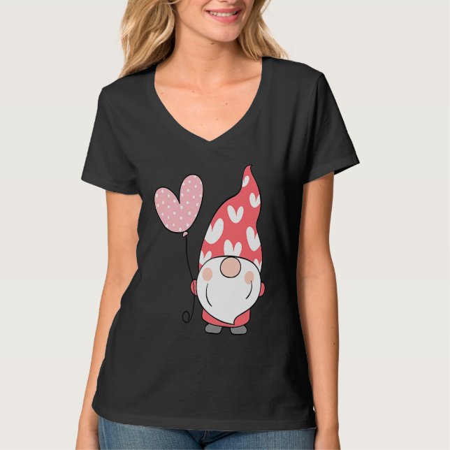 Happy Valentineu2019s Day Gnome Cute with Heart Ba T-Shirt (Vorderseite)