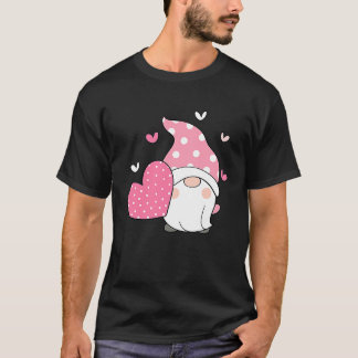 Happy Valentineu2019s Day Gnome Holding Pink Heart T-Shirt