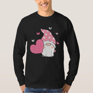 Happy Valentineu2019s Day Gnome Holding Pink Heart T-Shirt