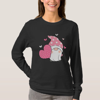 Happy Valentineu2019s Day Gnome Holding Pink Heart T-Shirt