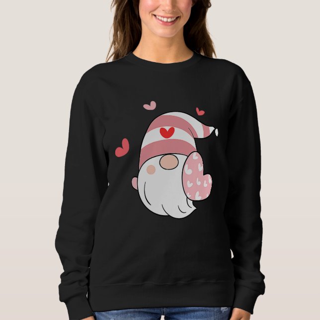 Happy Valentineu2019s Day Gnome with Pink Heart Sweatshirt (Vorderseite)