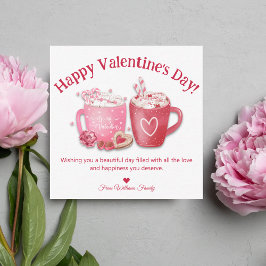 Happy Valentins Day, Rosa Aquarell zwei Tasse Mitteilungskarte