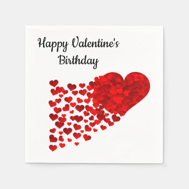 Happy Valentins Geburtstag Serviette (Vorderseite)