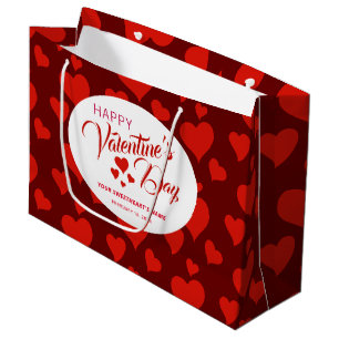 HAPPY VALENTINS TAG ROMANTISCHE ROTE HEARTS PATTER GROßE GESCHENKTÜTE