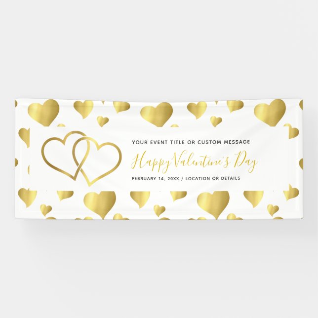HAPPY VALENTINS TAGES EREIGNIS GOLD HEARTS BANNER (Horizontal)