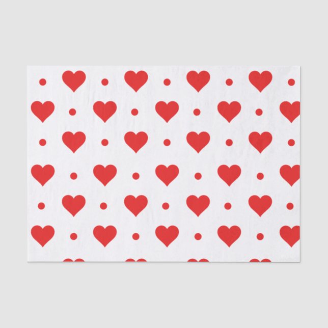 Happy Valentinstag Einfache rote Herzmuster Seidenpapier (Vorderseite)