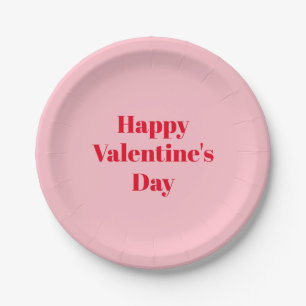 Happy Valentinstag, rosa niedlich Pappteller