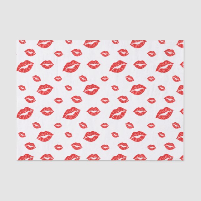 Happy Valentinstag Roter Lipstick Blot Kiss Seidenpapier (Vorderseite)