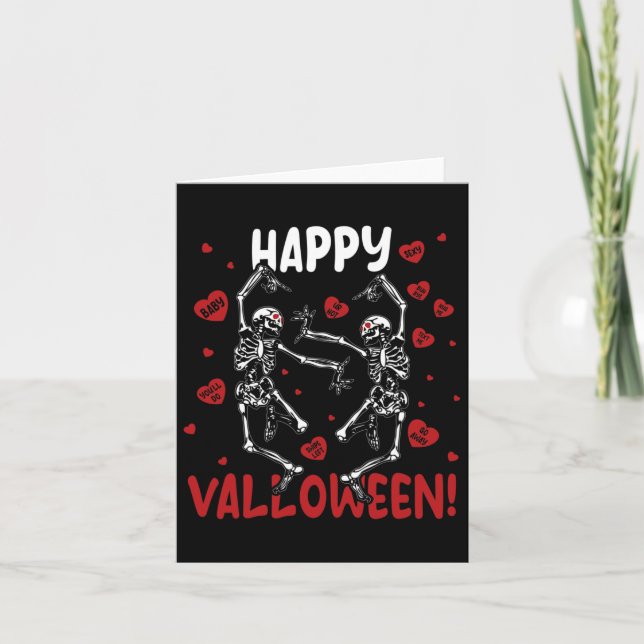 Happy Valloween Skelett Goth Valent Karte (Vorderseite)