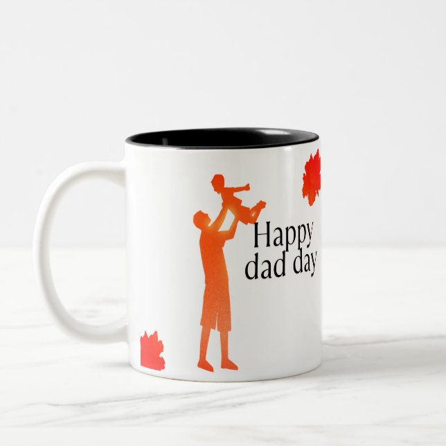 Happy Vater Day Tasse - Silhouette für Vater und K (Links)