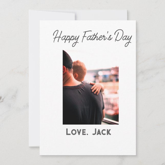 Happy väterliche Foto moderne Liebe einfache Vater Einladung (Vorderseite)