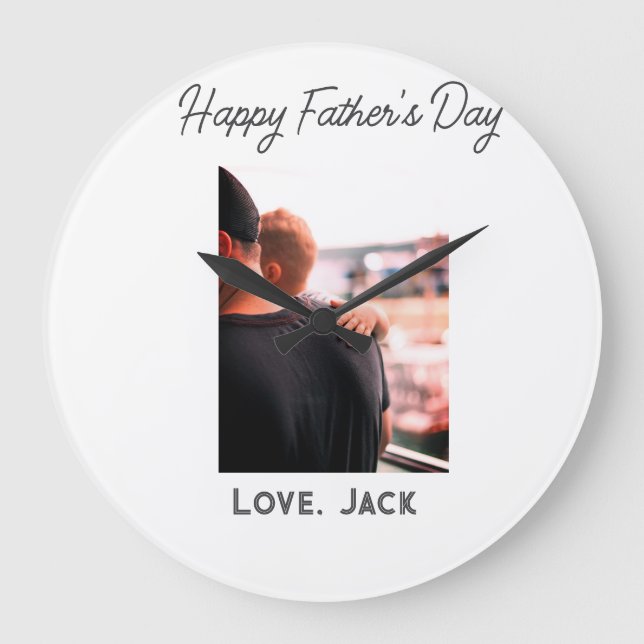 Happy väterliche Foto moderne Liebe einfache Vater Große Wanduhr (Vorderseite)