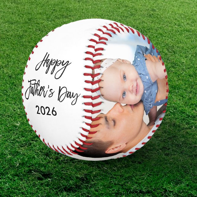 Happy Vatertag 2 Foto Pinselschrift Baseball (Customize to change year or add more text.)