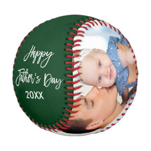 Happy Vatertag 2 Foto Pinselschrift Grün Baseball