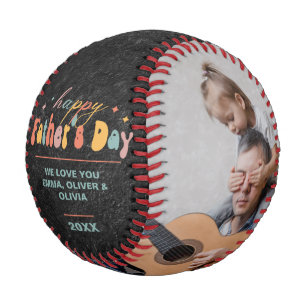 Happy Vatertag & 2 Fotos Collage Personalisiert Baseball