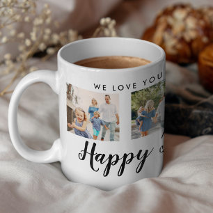 Happy Vatertag 4 Foto Benutzerdefinierte schwarze  Kaffeetasse