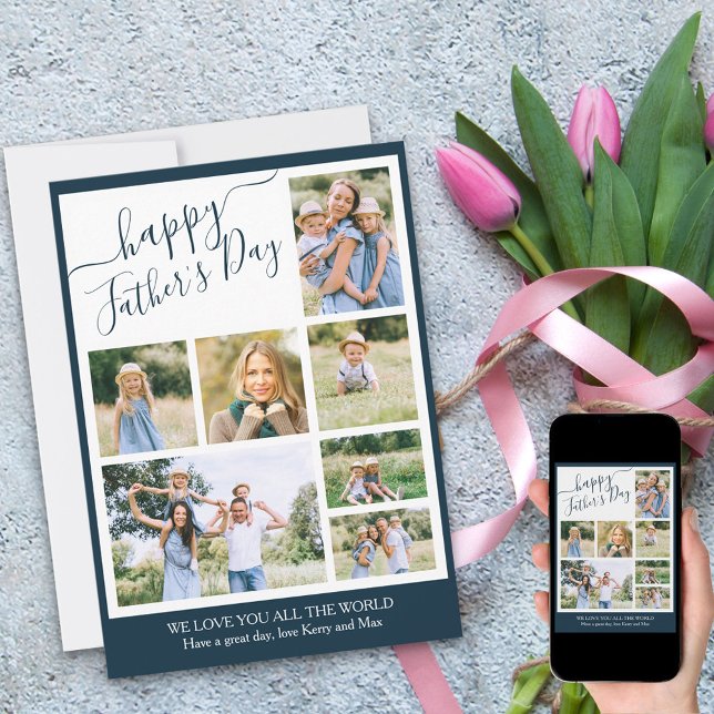Happy Vatertag 7 Foto Collage Feiertagskarte (Von Creator hochgeladen)