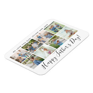 Happy Vatertag 8 Foto Collage Custom White Magnet