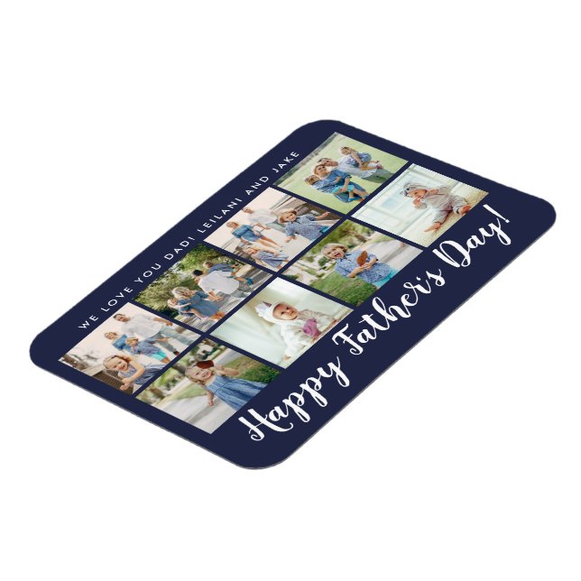 Happy Vatertag 8 Foto Custom Navy Blue Magnet (Linke Seite)