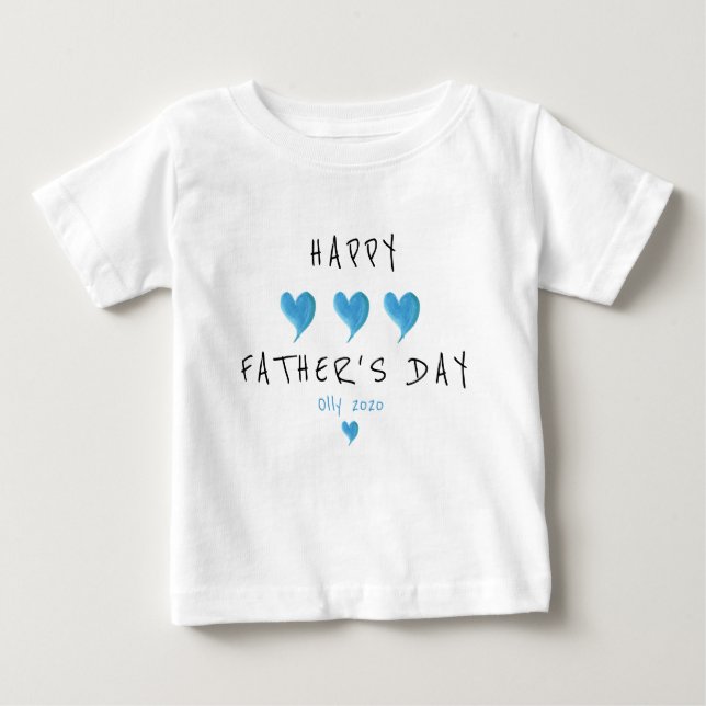 Happy Vatertag Baby Boy Hearts Baby T-shirt (Vorderseite)