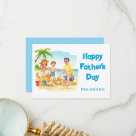 Happy Vatertag Beach Familienurlaub Dankeskarte