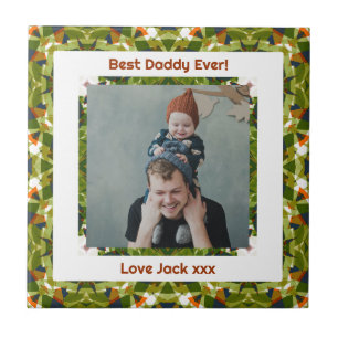 Happy Vatertag Bester Daddy Vater je Grün Foto Fliese