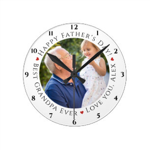 Happy Vatertag Bester Opa je Personalisiert Runde Wanduhr