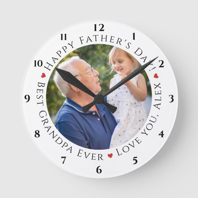 Happy Vatertag Bester Opa je Personalisiert Runde Wanduhr (Vorderseite)