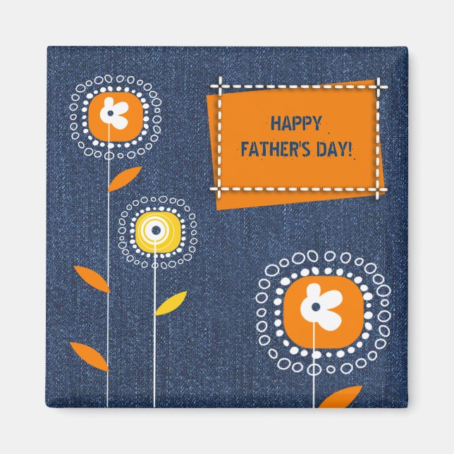 Happy Vatertag Denim Pattern Magnet (Vorne)