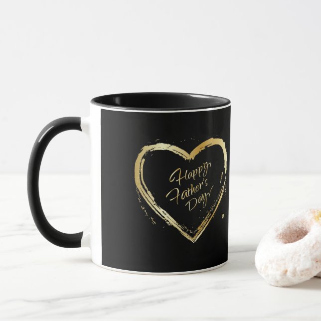 Happy Vatertag Elegant Gold Kalligraphie Luxus Tasse (Mit Donut)