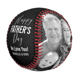 Happy Vatertag Familie Foto Schwarzer Name Skript Baseball