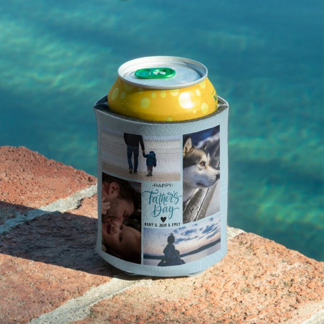 Happy Vatertag Foto Collage Individuelle Namen Dosenkühler (In Situ Pool)