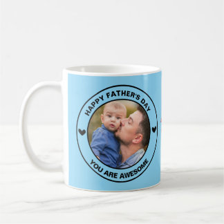 Happy Vatertag Foto Custom Text Black Blue Kaffeetasse
