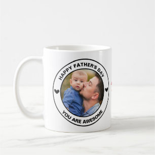 Happy Vatertag Foto Custom Text Black Hearts Kaffeetasse