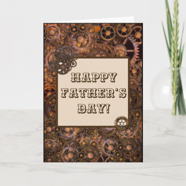 Happy Vatertag Gears Steampunk Industrial Karte (Vorderseite)