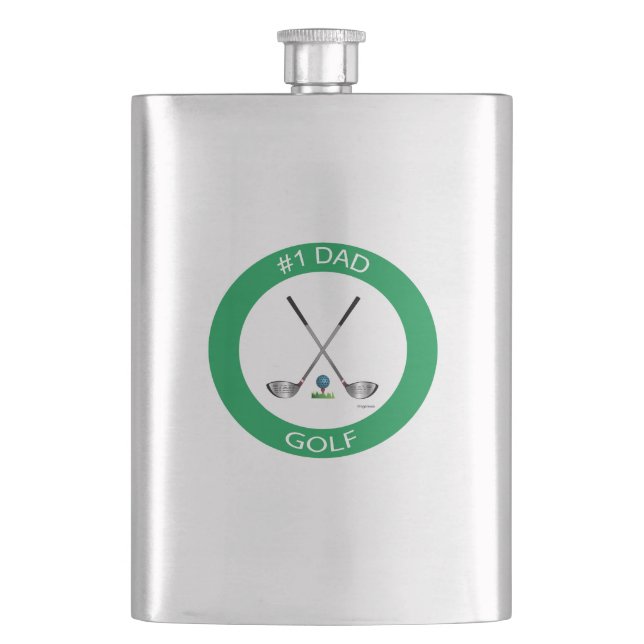 Happy Vatertag Golf Logo, Cool Flask Flachmann (Vorderseite)