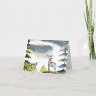 Happy Vatertag Grünen Wald Wasserfarbe Karte