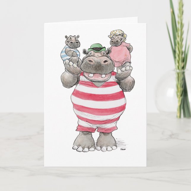 Happy Vatertag Hippos Card Karte (Vorderseite)