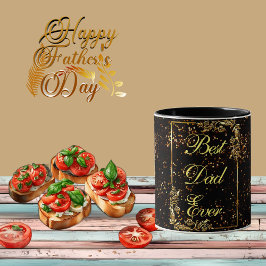 Happy Vatertag Kalligrafie Gold Confetti Black Tasse