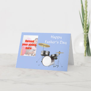 Happy Vatertag mit Drum Kit zum Vater Foto hinzufü Karte