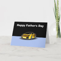 Happy Vatertag mit gelbem Rennwagen zum Vater