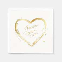 Happy Vatertag Modernes Design Goldenes Herz Serviette