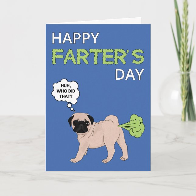 Happy Vatertag Mops Hund Farter Joke Card Karte (Vorderseite)