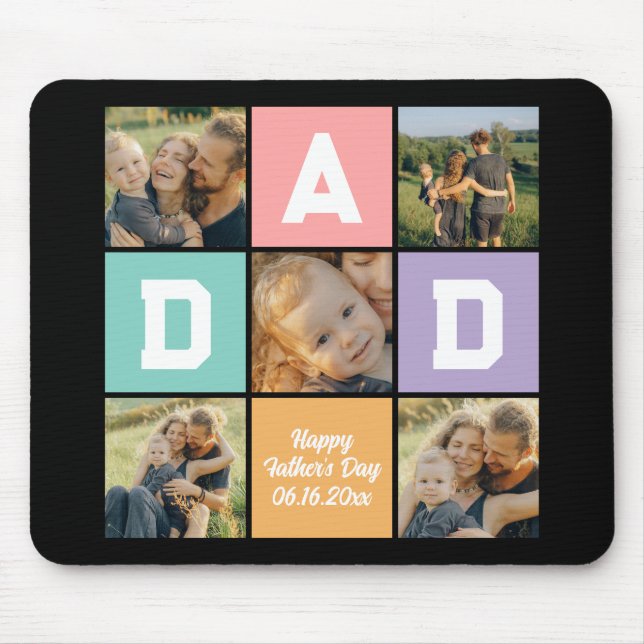 Happy Vatertag Neue Dad Familie Foto Collage Mousepad (Vorne)